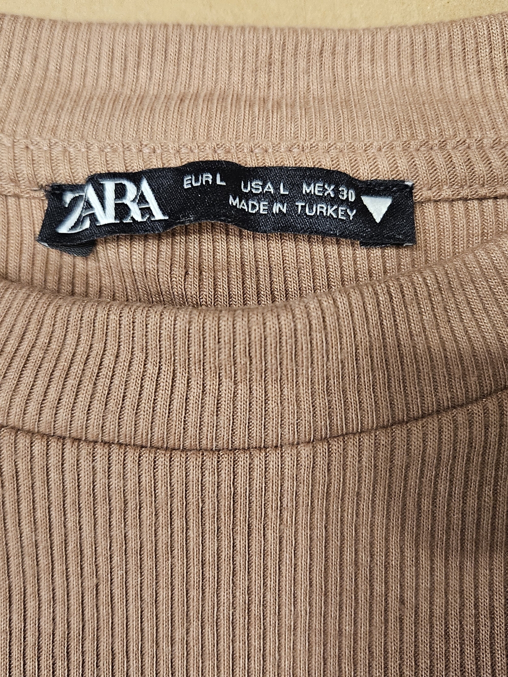 Zara Pink Ruched Side Tie Ribbed Tee - Picture 4 of 4
